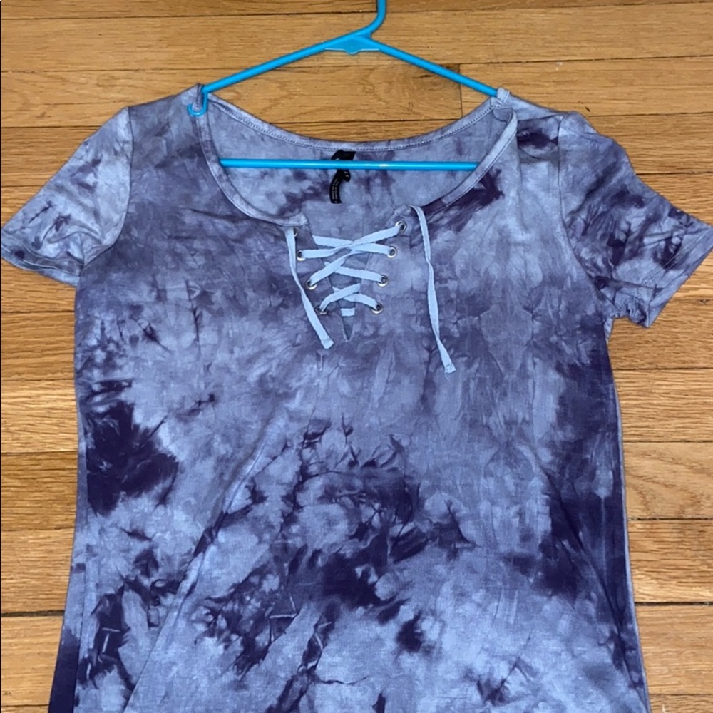 A purple tie-dye shirt